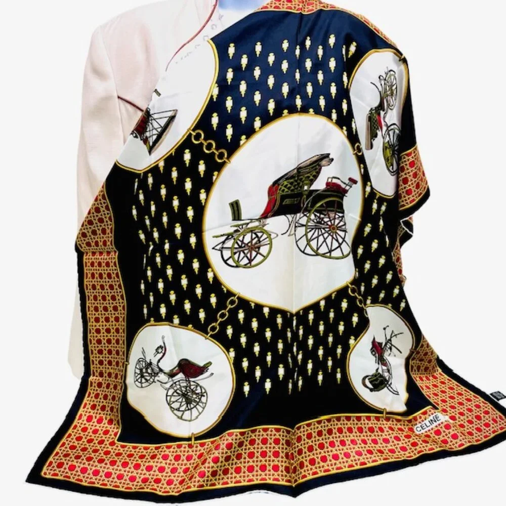CELINE Paris 100% Silk Satin Scarf 34
